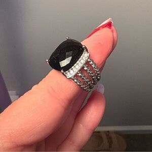 David Yurman Black and Silver Ring sz7